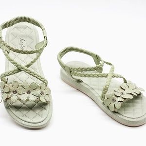 Women's Multi Flower Soft Sandals Anti Slip Water Resistant Green